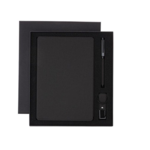 CHANGE ZERO Sustainable Gift Set with Refillable Notebook, Pen & USB Keychain - Black