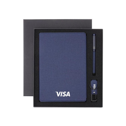 CHANGE ZERO Sustainable Gift Set with Refillable Notebook, Pen & USB Keychain - Navy