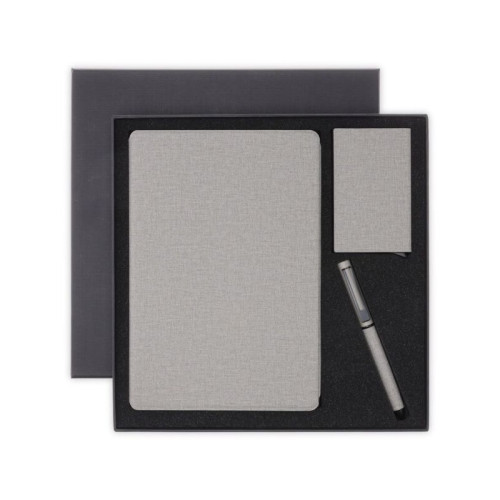 CHANGE ZERO Sustainable Gift Set with Refillable Notebook, Pen & Cardholder - Grey