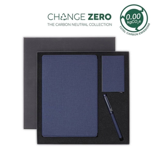 CHANGE ZERO Sustainable Gift Set with Refillable Notebook, Pen & Cardholder - Navy