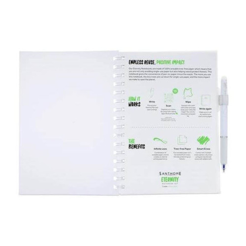 Santhome® Eternity - The Reusable Notebook & Pen Set - White