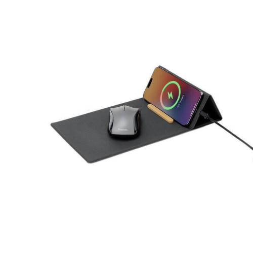 BLACE - CHANGE ZERO Recycled PU 15W Wireless Mousepad & Desk Organizer - Black