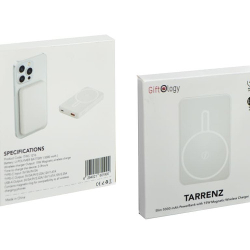 TARRENZ - Giftology 5000 mAh Magnetic Wireless Powerbank - White