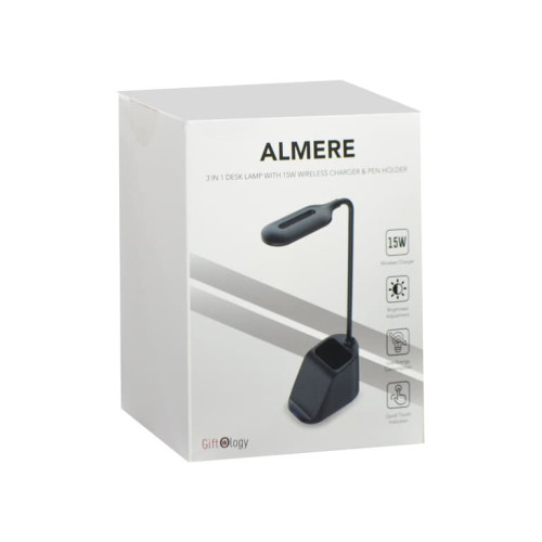 ALMERE - Giftology 3-in-1 Desk Lamp with 15W Wireless Charger & Pen Holder - Black	