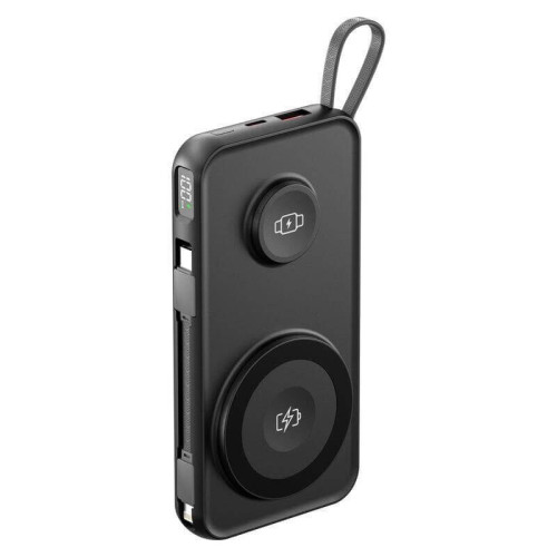 ROTTERDAM - @memorii® 10,000mAh Universal Wireless Powerbank with inbuilt cables - Black