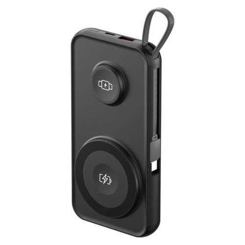 ROTTERDAM - @memorii® 10,000mAh Universal Wireless Powerbank with inbuilt cables - Black