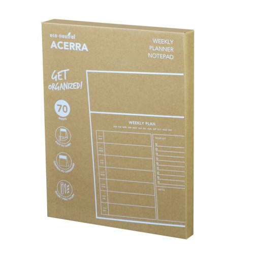 ACERRA - A4 Weekly Desk Planner with Pen, Ruler and U-clips