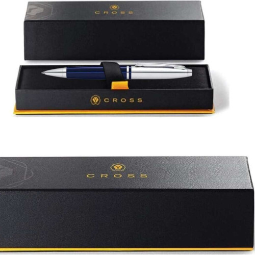 Cross Calais™ Chrome/Blue Lacquer with Polished Chrome Appointments Ballpoint Pen