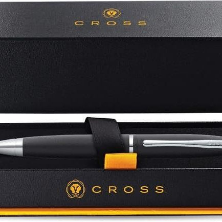 Cross Calais™ Matte Black with Polished Chrome Appointments Ballpoint Pen (Blue Ink)