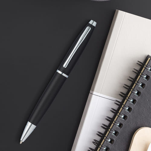 Cross Calais™ Matte Black with Polished Chrome Appointments Ballpoint Pen (Blue Ink)
