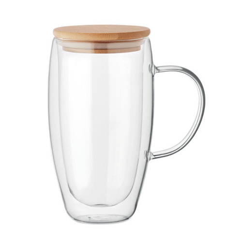 TEROL Double wall glass mug 450ml