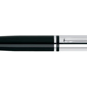 Cross Calais™ Chrome/Black Lacquer with Polished Chrome Appointments Ballpoint Pen (Blue Ink)