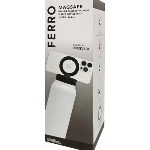 FERRO - Giftology Magnetic Phone Holder Water Bottle 760ml - White