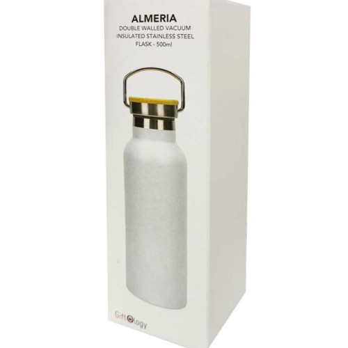 ALMERIA - Giftology Double Wall Stainless Steel Bottle 500ml - White