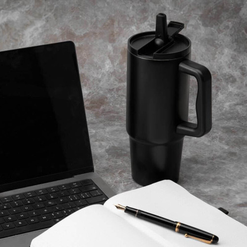 BERN 2.0 - Hans Larsen Recycled Stainless Steel Tumbler with Straw Lid - Black