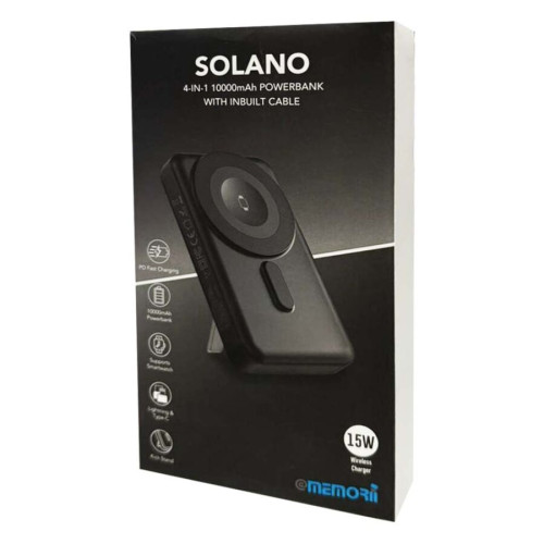 SOLANO - @memorii 10000mAh Mag Wireless Powerbank with Inbuilt Cables