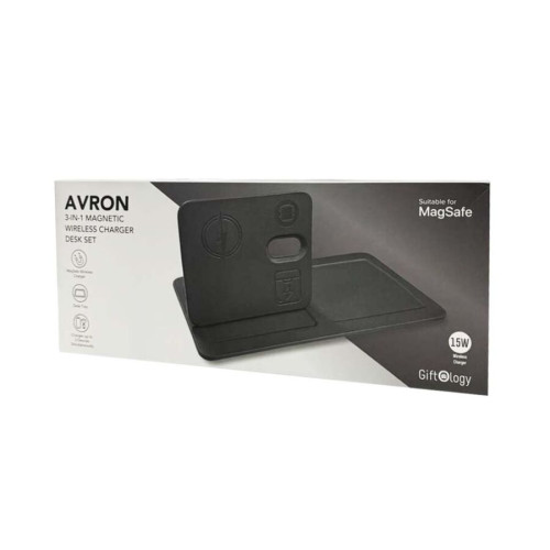 AVRON - Giftology 3-in-1 Magnetic Wireless Charger Desk Tray - Black