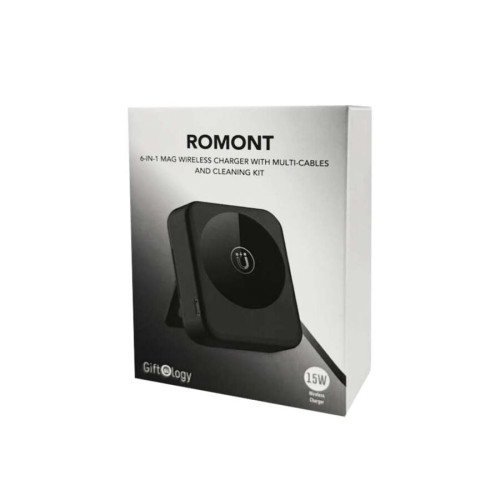 ROMONT - Giftology 6-in-1 Mag Wireless Charger, Multicable & Cleaning Kit