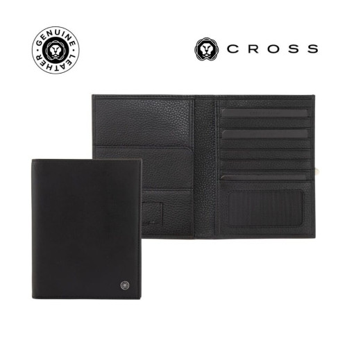 CROSS Soft Grain Leather 9CC Passport Travel Wallet - Black