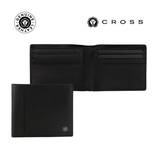 CROSS Pebble Leather 8CC Classic Fold Wallet - Black