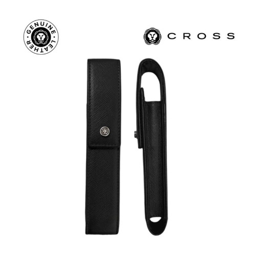 CROSS Leather Single Pen Case with Flap - Black