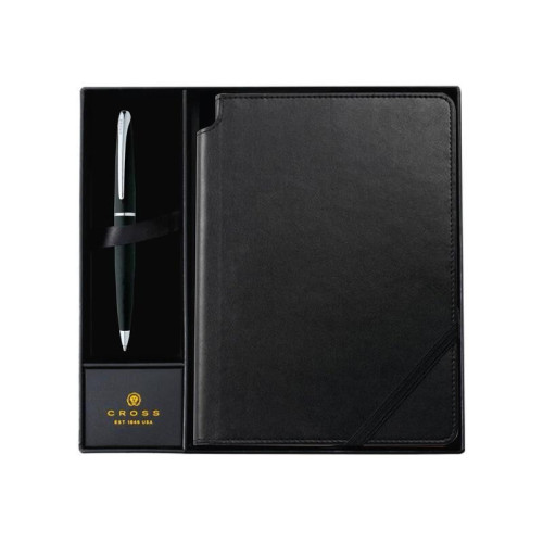 Cross ATX® Basalt Black Ballpoint Pen with Classic Black Journal Gift Set