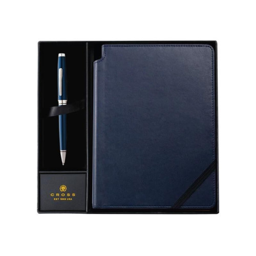 Cross Coventry Blue Lacquer Ballpoint Pen with Classic Blue Journal Gift Set
