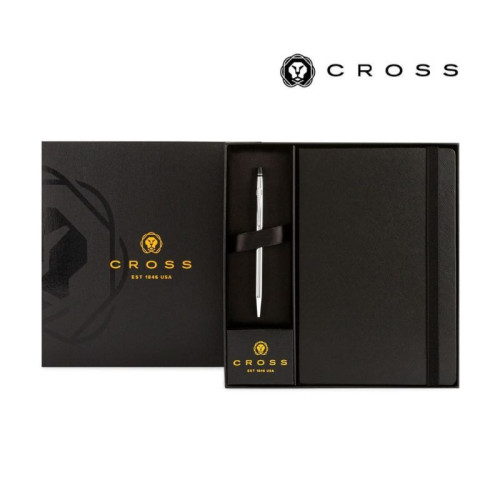 Cross Click™ Chrome Ballpoint Pen & A5 Hardcover Notebook Gift Set