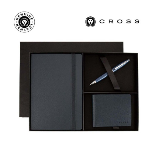 Cross Calais™ Ballpoint Pen with Notebook and Bifold Wallet Gift Set - Blue