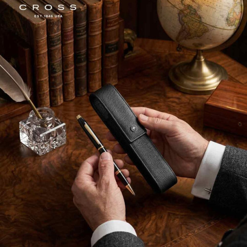 Coventry Classic Black Lacquer with Gold Tone Appointments Rollerball Pen (Blue Ink) 