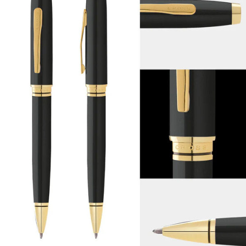Coventry Classic Black Lacquer with Gold Tone Appointments Ballpoint Pen (Blue Ink)