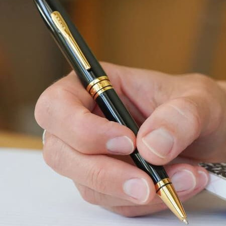 Coventry Classic Black Lacquer with Gold Tone Appointments Ballpoint Pen (Blue Ink)