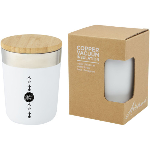 Lagan 330 ml copper vacuum insulated stainless steel tumbler with bamboo lid