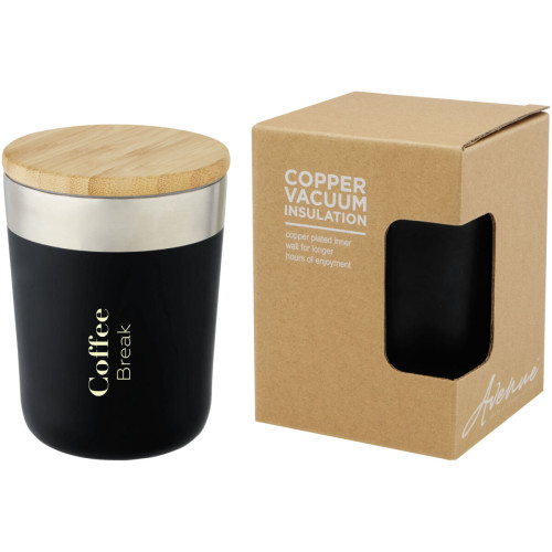 Lagan 330 ml copper vacuum insulated stainless steel tumbler with bamboo lid