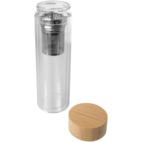 Bailey 400 ml borsilicate glass infuser bottle with bamboo lid