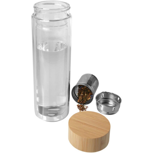 Bailey 400 ml borsilicate glass infuser bottle with bamboo lid