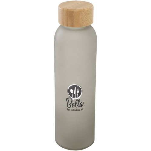 Lume 500 ml matte soda lime glass bottle with bamboo lid