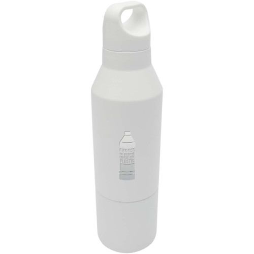 Odessy 600 ml RCS certified recycled stainless steel insulated bottle with 300 ml cup