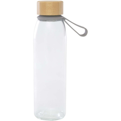 Porto 500 ml glass water bottle with silicone handle and bamboo lid
