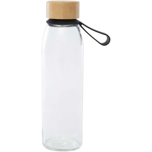 Porto 500 ml glass water bottle with silicone handle and bamboo lid