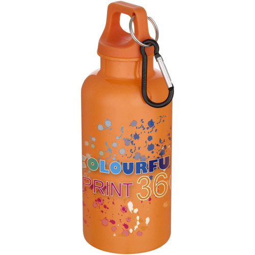 Oregon 400 ml solid colour RCS recycled plastic water bottle with carabiner