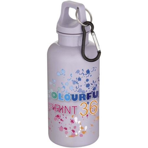 Oregon 400 ml solid colour RCS recycled plastic water bottle with carabiner