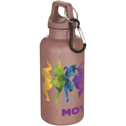 Oregon 400 ml solid colour RCS recycled plastic water bottle with carabiner