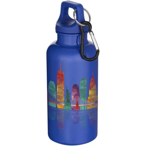 Oregon 400 ml solid colour RCS recycled plastic water bottle with carabiner