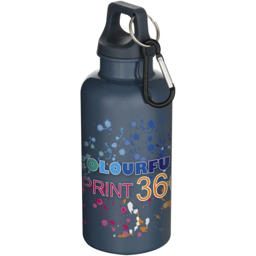 Oregon 400 ml solid colour RCS recycled plastic water bottle with carabiner