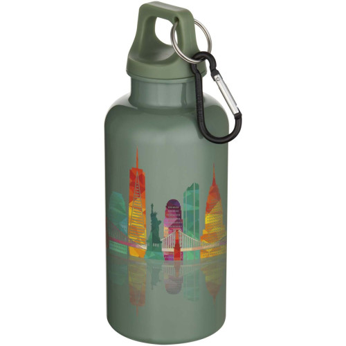 Oregon 400 ml solid colour RCS recycled plastic water bottle with carabiner