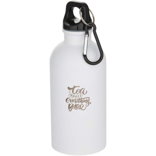 Oregon 400 ml matte RCS recycled single wall stainless steel water bottle with carabiner