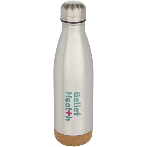 Cove 500 ml double wall vacuum insulated stainless steel water bottle with cork details