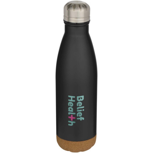Cove 500 ml double wall vacuum insulated stainless steel water bottle with cork details