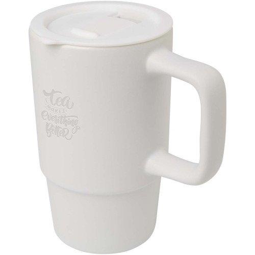 Carter 450 ml ceramic mug with plastic lid